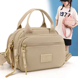 New Wholesale Recycled Small Shopping Customized Handbag Cotton Canvas Nylon women crossbody bags with Zipper