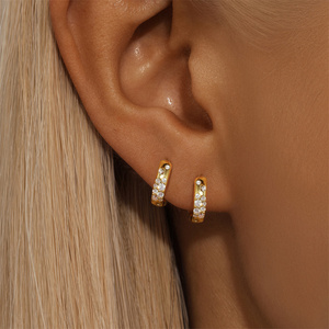 Aros Geométricos Clásicos de Plata de Ley S925 con Circonita Blanca CANNER Gold para Mujer - Product Image 5