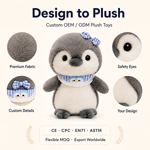 Peluche de Pingüino Personalizado, Juguete de Peluche con Babero Desmontable, Muñeco Suave <span class=keywords><strong>para</strong></span> Bebés, Venta al por Mayor, OEM, ODM, MOQ Bajo, Regalo de Fábrica - Product Image 3