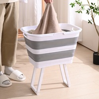Panier à linge pliable avec pieds réglables en PP+TPR, imperméable, avec poignée, gain de place, style minimaliste, portable pour la maison