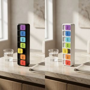 Organizador de pastillas para 7 días, caja de medicamentos semanal con botón pulsador, contenedor de vitaminas portátil colorido, dispensador de medicamentos de viaje - Product Image 2