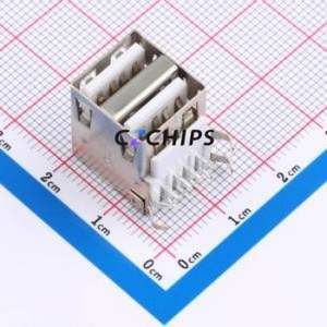 XDUF-0421-10 USB Connector Bent Lead Through Hole Connector Type-A USB 2.0 Female Right Angle Insert - Product Image 1