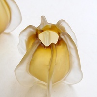 Bixuan Vase en verre à pétales soufflé à la main sculptural givré clair doré ambre Bloom Designs pour arrangements floraux décor à la maison