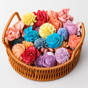 Fiori <span class=keywords><strong>di</strong></span> <span class=keywords><strong>Legno</strong></span> Sola Assortiti all'Ingrosso, 4cm, Pre-Colorati, Composizione Floreale Artigianale, Decorazione Casa, Direttamente dalla Fabbrica - Product Image 5
