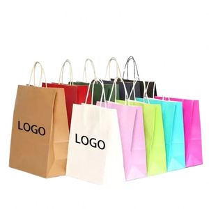 Hot Selling Recycle Eco-paper Food <b>Bag</b> with Handle by Customized logo - Product Image 1