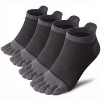 Chaussettes à cinq doigts pour hommes, 80 % coton peigné, maille respirante, anti-transpiration, chaussettes d'été décontractées à blocs de couleur
