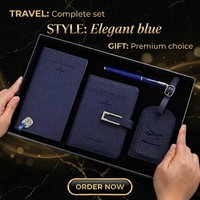 Coffret Cadeau d'Affaires Personnalisé : Étiquette de Bagage en Cuir, Pochette Passeport, Carnet et Stylo Métallique pour le Nouvel An Chinois et Événements Corporatifs