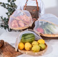 Dineren Buiten Picknick Om Vliegen Buiten Te Houden Insecten Muggen Bamboe Tent Mand Brood Groente Fruit Geweven Bamboe Manden