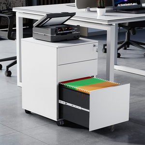 Thép di động bệ Tủ hồ sơ văn phòng dưới bàn trượt ngăn kéo lưu trữ tủ khóa Khóa Trắng 3 ngăn kéo bên mở cửa - Product Image 3