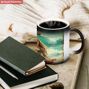 Home Family Matching Daily <b>Mug</b> <b>Set</b> Frosted Black 11oz Ceramic Heat Activated Color Changing Cup - Product Image 3