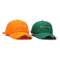 Hochwertige Baumwoll-Baseballkappe für Herren mit Ring-Stickerei-Logo, individuelle Distressed-Dad-Hats mit Rissen