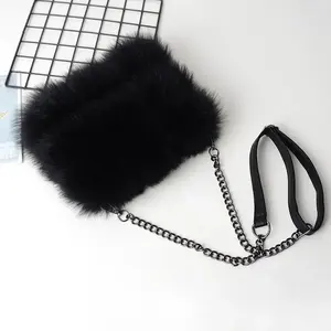 MWFur Fashion Fluffy Fox Hair Hand Bag For Girl Women Fur Handbag Fox Fur Hand Muff Bag for Hand Warmer Custom