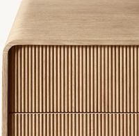 Commode de luxe moderne en chêne massif cannelé à 6 tiroirs, avec bords incurvés, large meuble de rangement pour chambre à coucher, buffet