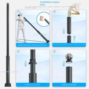Z.S LIGHTING Palo per Lampione Solare da 8 Metri, Tipo Divisibile, per Cortile <span class=keywords><strong>Esterno</strong></span>, Palo da Giardino Zincato per Illuminazione Paesaggistica 40m - Product Image 4