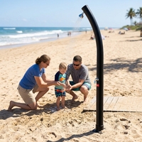 Douche solaire extérieure 20L, colonne de douche incurvée en ABS et PVC, chauffée par l'énergie solaire, pour piscine et jardin, avec douche pour les pieds