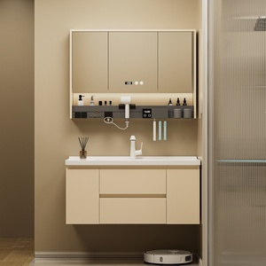 Armoire de salle de bain en aluminium de luxe léger à fermeture douce, résistante à l'eau et à l'humidité, avec <span class=keywords><strong>grande</strong></span> capacité de rangement - Product Image 2