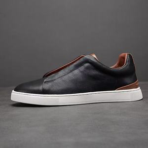 Chaussures en cuir décontractées en cuir de vachette, style coréen, tendance mode masculine, dotées d'une semelle épaisse et robuste qui offre une adhérence remarquable et - Product Image 5