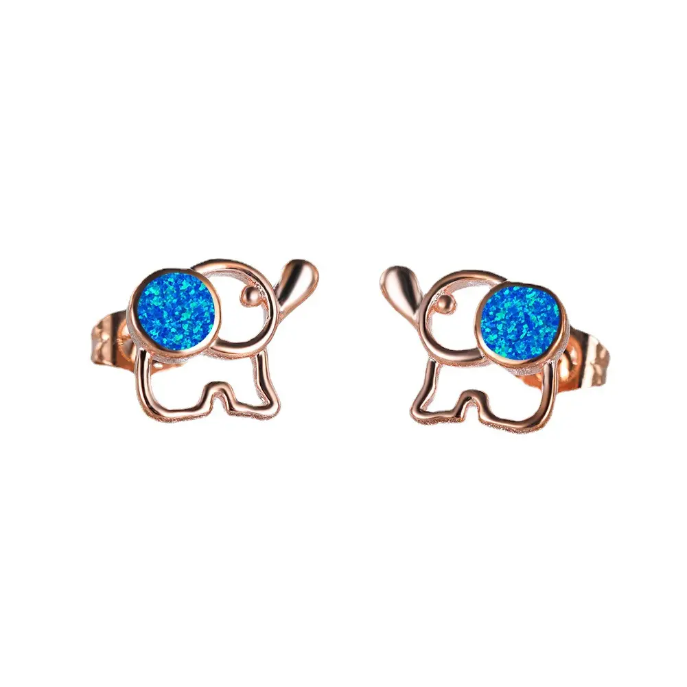 Bán buôn dễ thương Elephant Opal Bông tai món quà dễ thương cho mèo người yêu