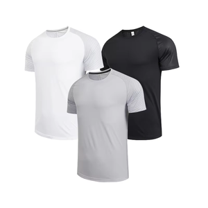 Style d'été T-shirts de fitness en polyester à séchage rapide pour hommes, surdimensionnés, courts, brodés, légers, sans doublure, à motif solide, tricotés - Product Image 5