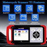 Outil de diagnostic moto, scanner OBD2 T1, lecteur DTC avec écran LCD 3,5 pouces, données du moteur, réinitialisation de la commande de l'accélérateur pour Honda, Yamaha, Suzuki, Kawasaki