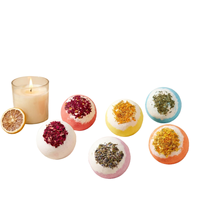Boule de sel de bain 100g avec fleurs séchées, boule de bain moussant aux huiles essentielles, boule de sel marin pour bain de bulles