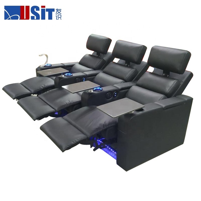 USIT Customized Top Genuine Leather 2 German Motor Home Theater Seat Seating Home Theater Electric Recliner with Power Headrest