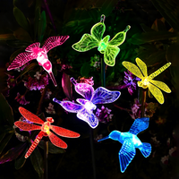 Solar-Garten-Dekorationsleuchte LED-Rasenlampe Libelle Schmetterling Kolibri Tierform Ländliches Design Bodenstecker für Außenbereich