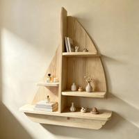 Étagère murale en bois en forme de voilier, étagère flottante multi-niveaux, rangement pour chambre d'enfant, décoration murale pour chambre de bébé, étagère murale décorative