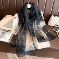 Nouveaux Foulards en Soie Imitée Couleur Unie 2025 pour Femmes – Châles Longs, Larges, Légers, Fins et Doux avec Perles – Écharpe Hijab