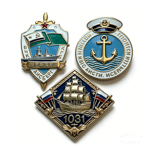 Conjunto de Insignias Conmemorativas del Día de la Marina Rusa, Esmalte Duro, Aleación de Zinc, Chapado en Oro, Forma Irregular, Recuerdo, Emblema Patriótico - Product Image 4
