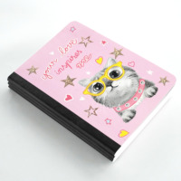 Carnet scolaire rose à couverture rigide, 100 feuilles, avec motif flocon de neige et chat, personnalisable, design simple, laminé, cousu, écologique, vente en gros