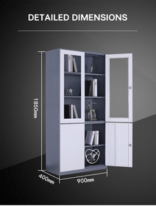 Armoire de rangement moderne en acier avec porte vitrée pour bureau, mobilier polyvalent pour écoles et gymnases, vente en gros d'usine - Product Image 2