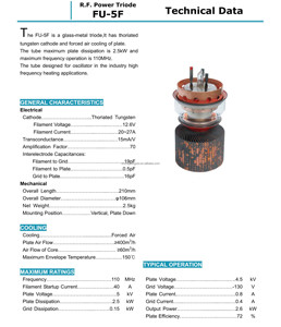 หลอดออสซิลเลเตอร์อิเล็กตรอนไตรโอด FU-5F ของแท้จากปักกิ่ง ประเทศจีน สำหรับเครื่องความถี่สูง - Product Image 2