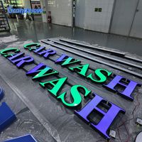 Lettres en relief 3D en acier inoxydable avec éclairage LED, personnalisables pour les bars, les magasins de détail et les bureaux, utilisation en extérieur, lumière du jour 5000K, à intensité variable