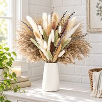 Buket Bunga Kering Campuran Grosir dengan Rumput Pampas, Lagurus, Lavender, dan Batang Biji-bijian untuk Dekorasi Rumah dan Centerpiece Pernikahan