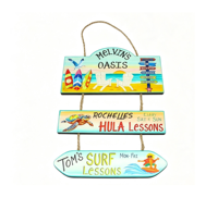 Décoration murale en bois pour la plage, panneau tropical suspendu, décoration estivale sur le thème du surf, plaque en bois de style côtier, ornement pour la maison