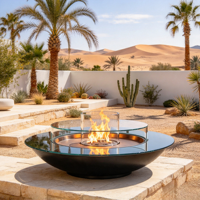 Table de feu circulaire élégante VALSE au bioéthanol pour extérieur – Décoration de terrasse haut de gamme, foyer à alcool pour patio et jardin