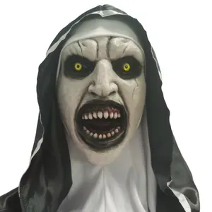 Halloween effrayant masque nonne conjuration Costume horreur Latex masque avec écharpe adulte femme effrayant horreur Costumes Halloween fête accessoires