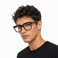 Lunettes carrées en acétate noir Mazzucchelli, très vendues, avec charnières à rivets, montures de lunettes à bas prix