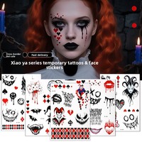 Autocollants de tatouage instantanés pour le visage, imperméables, pour Halloween, motif Clown Fantôme, style Européen-Américain, pour mascarade