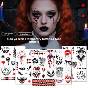 Pegatinas de Tatuaje de Payaso Fantasma de Halloween Estilo Europeo Americano, Pegatinas Faciales Instantáneas Impermeables para Disfraces - Product Image 3