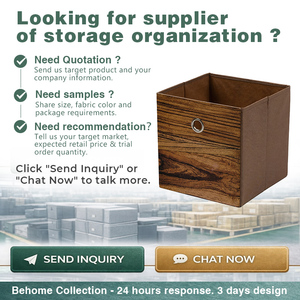 Caja de Almacenamiento con Aspecto de Madera, Organizador Plegable de Tela, <span class=keywords><strong>Cubo</strong></span> de Almacenamiento Plegable para Apartamentos, Compatible con Estantes de 13 Pulgadas con Textura de Madera - Product Image 6