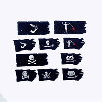 Patchs de barbe noire, drapeau pirate, brodés, en tissu, avec fixation auto-agrippante, motifs crâne, pour moralisation tactique et décoration de sacs