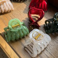 Yuxi Wholesale Pince à cheveux en plastique moyenne, forme citrouille, style français élégant, pour l'arrière de la tête, pour femmes, usage quotidien