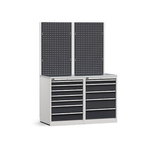 Muebles de taller modulares Fami GARAGE098 con tapa de acero inoxidable, 1428x635x2000mm - Product Image 1