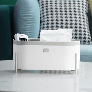 Boîte à mouchoirs de style nordique, organisateur de bureau avec support pour télécommande, capacité de 2 L, design empilable sans couvercle - Product Image 1