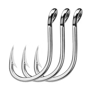 10PC/Tas Air Laut Cincin dengan Kait Kail Pancing SJ42 JIGGING Hook 1/0 #-13/0 # Model Stainless Steel Mata