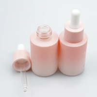 Flacon compte-gouttes en verre rose dégradé de 30 ml, vide, pour sérum cosmétique, essence, flacon en verre pour soins de la peau, emballage personnalisé avec logo