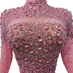 粉色钻石连衣裙迷你连衣裙长袖舞会礼服粉色舞会礼服 - Product Image 5