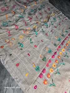 Sari de luxe en Georgette de Tussur pur, semi-authentique, fait main, motifs Tilfi Meena, élégant, multicolore, riche design Banarasi, pour soirée - Product Image 2